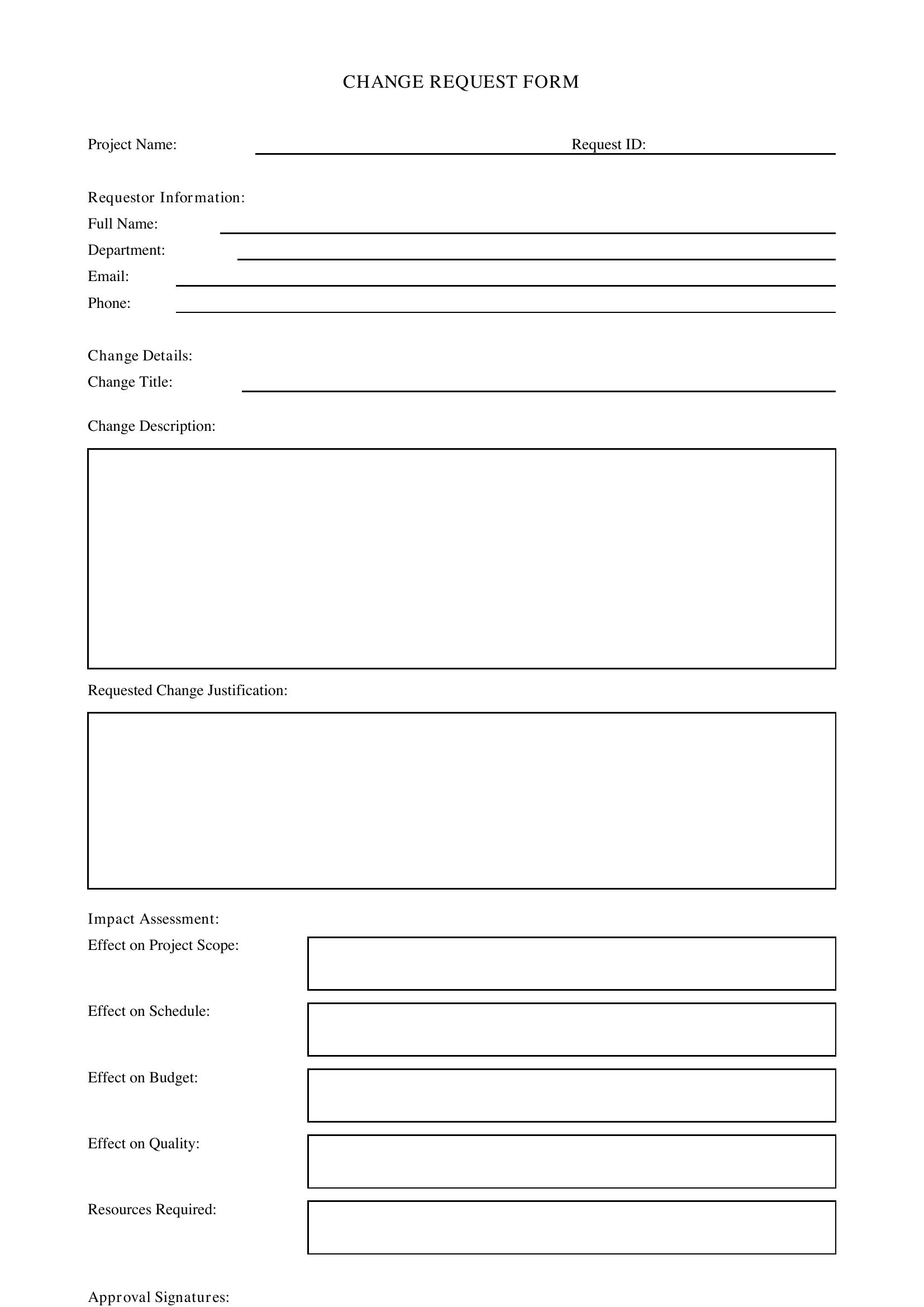 Change Request Form Template - US