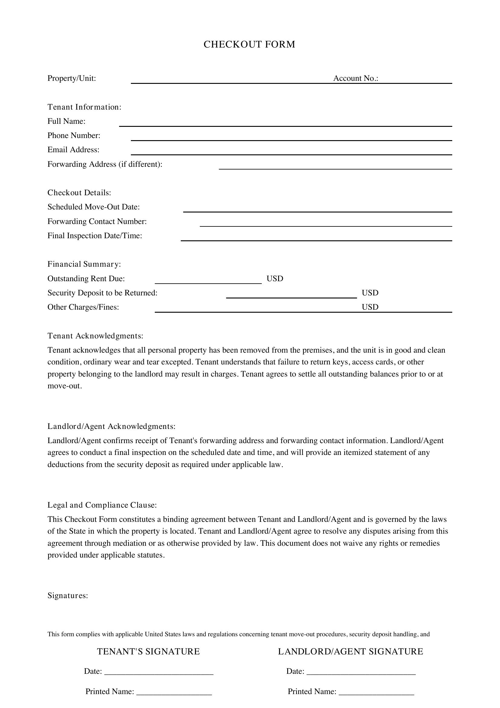 Checkout Form Template - US