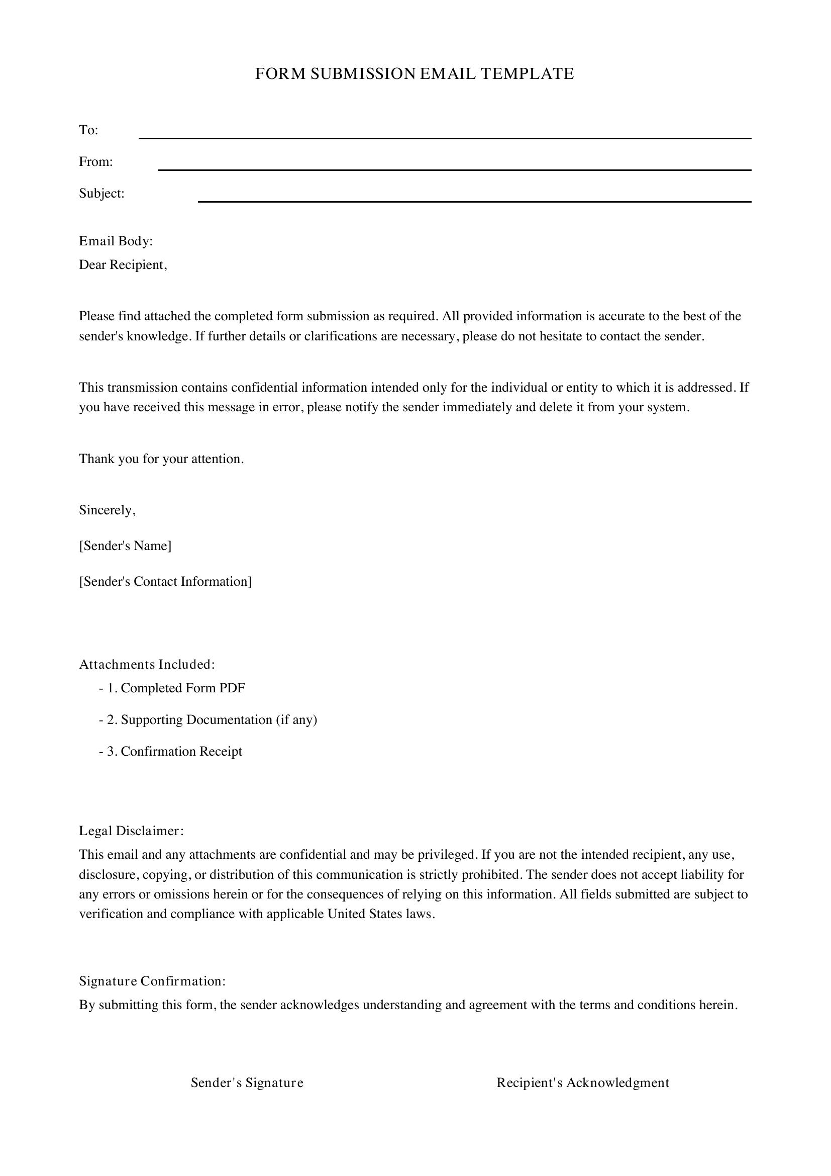 Form Submission Email Template - US