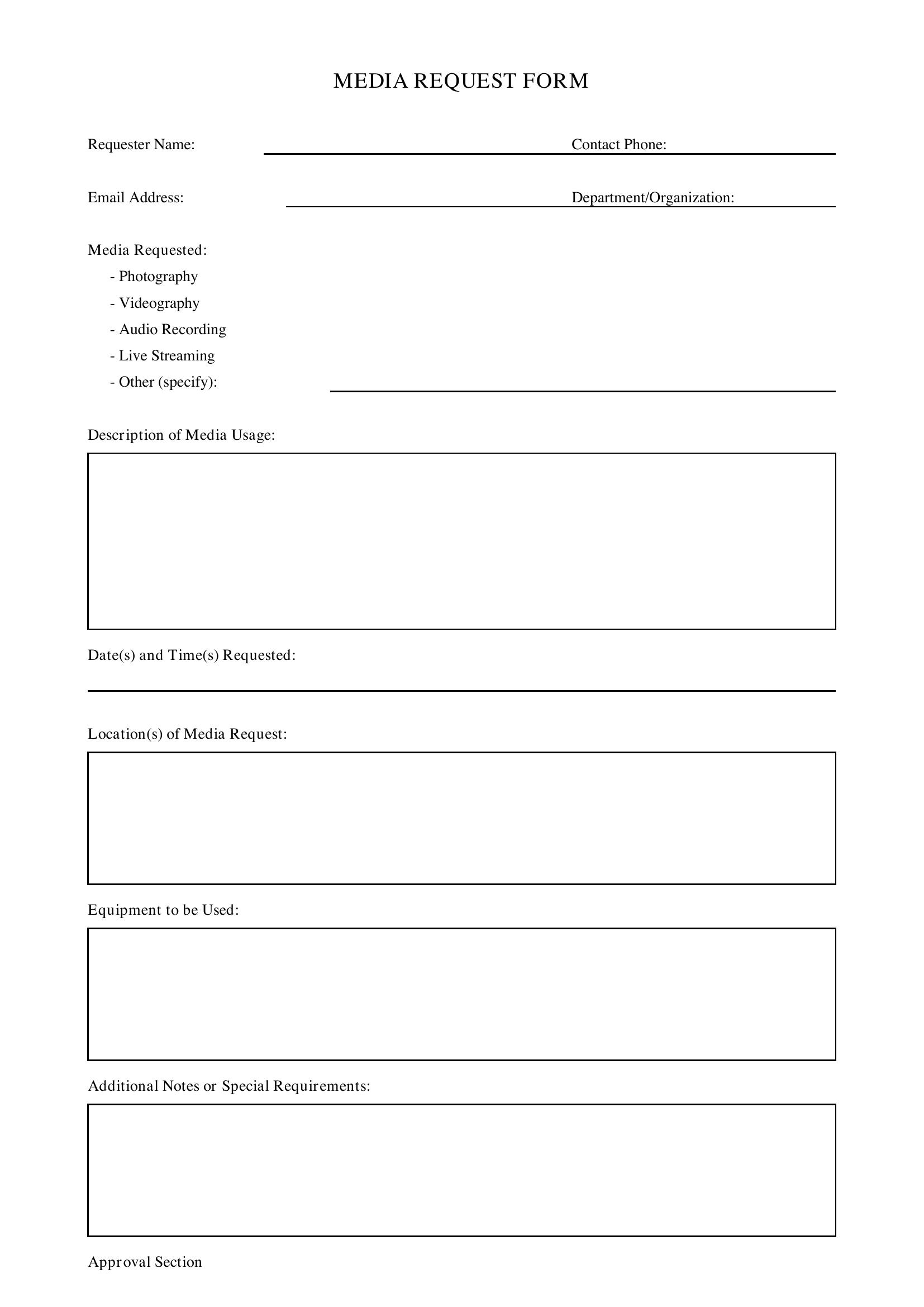 Media Request Form Template - US
