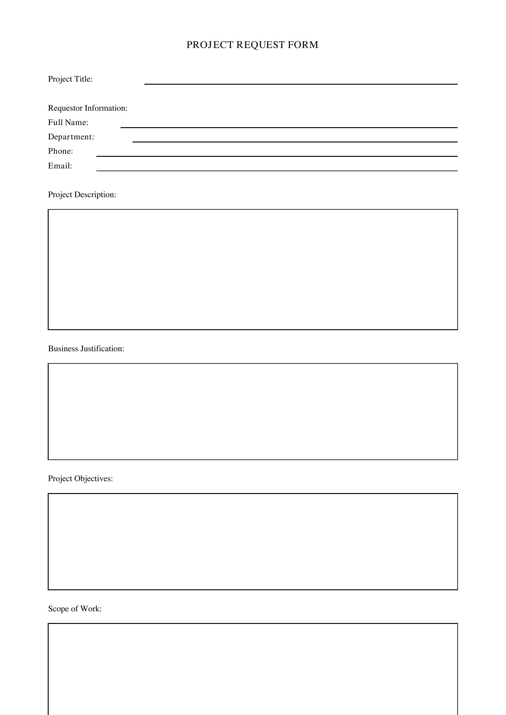 Project Request Form Template - US