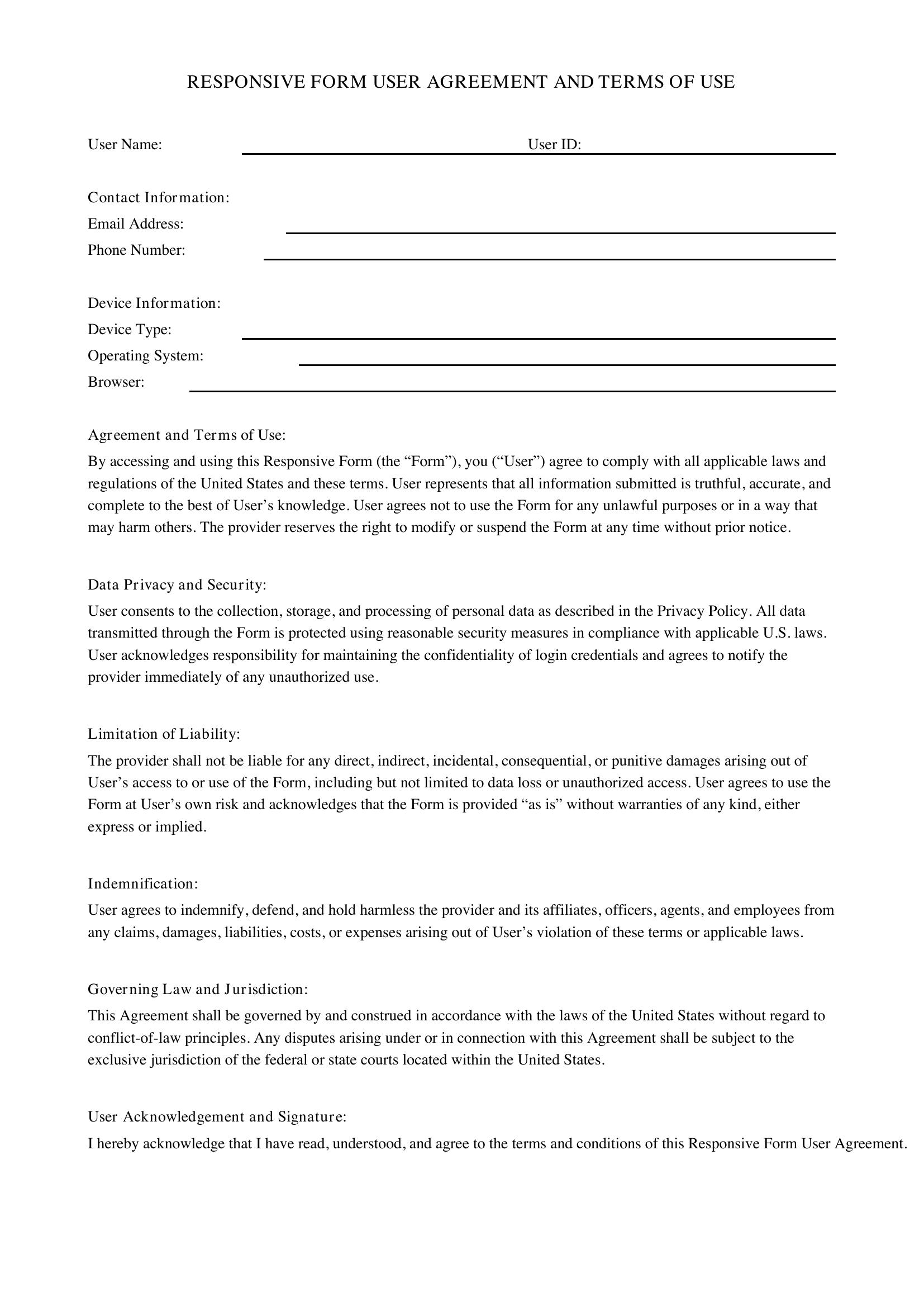 Responsive Form Template - US